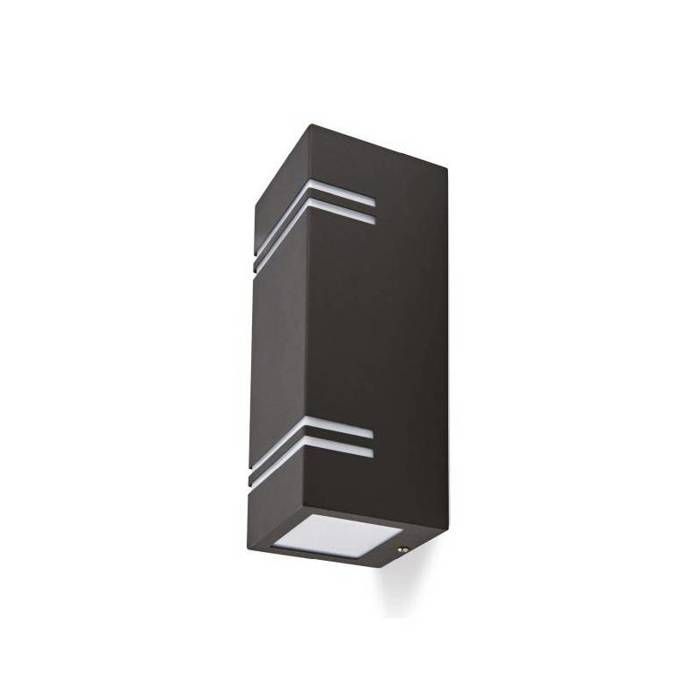 Applique murale de façade rectangle design noir éclairage Haut / Bas avec diffuseur blanc pour ampoule GU10