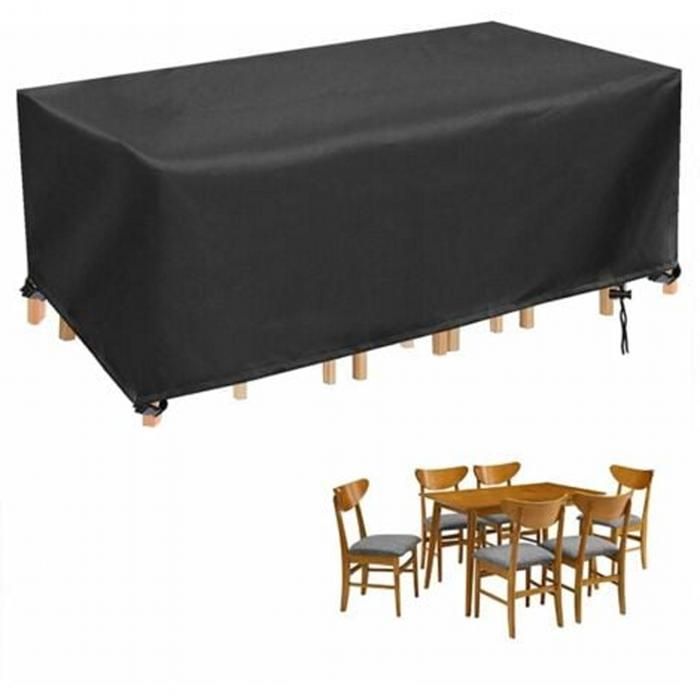 Housse de table et de chaises de jardin adaptée aux meubles dextérieur rectangulaires imperméable tissu Oxford 280x204x106cm