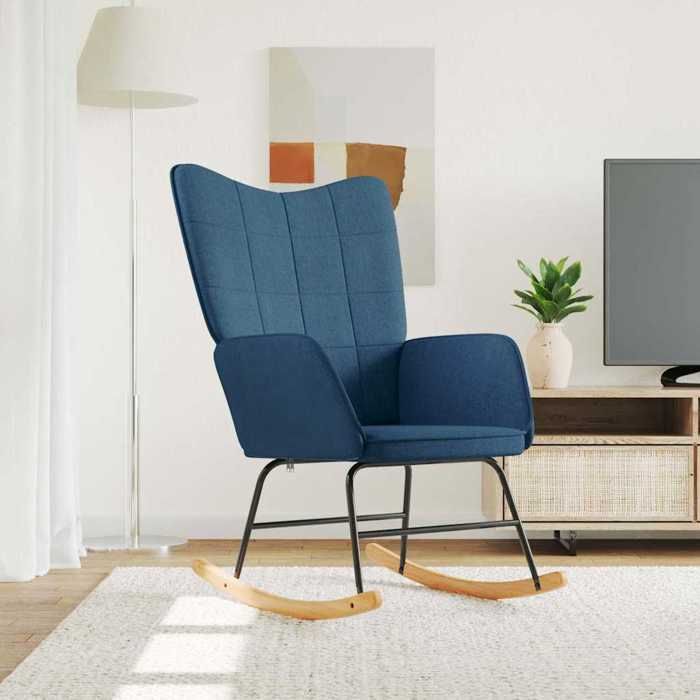 Printemps/été 2025 Chaise à bascule fauteuil bascule Bleu Tissu - 61x78x98 cm LV3579