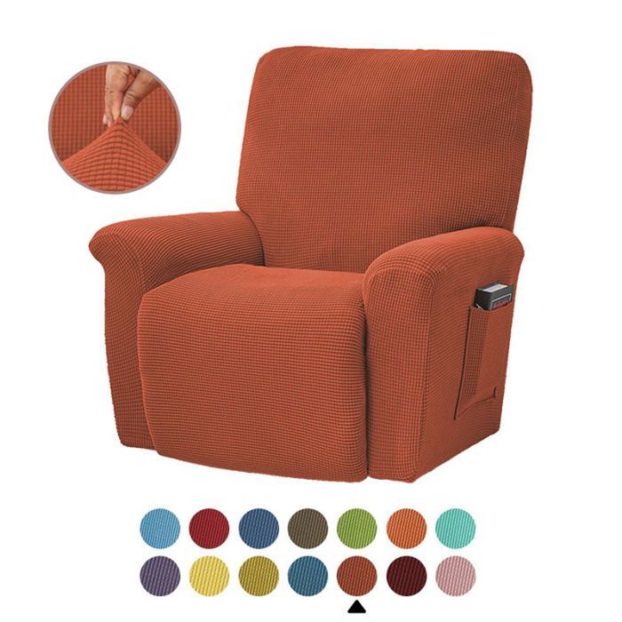 NEWRGY Housses de Fauteuils Relax 1 Places Jacquard à carreaux Extensible Housse pour Canapé Relax orange foncé