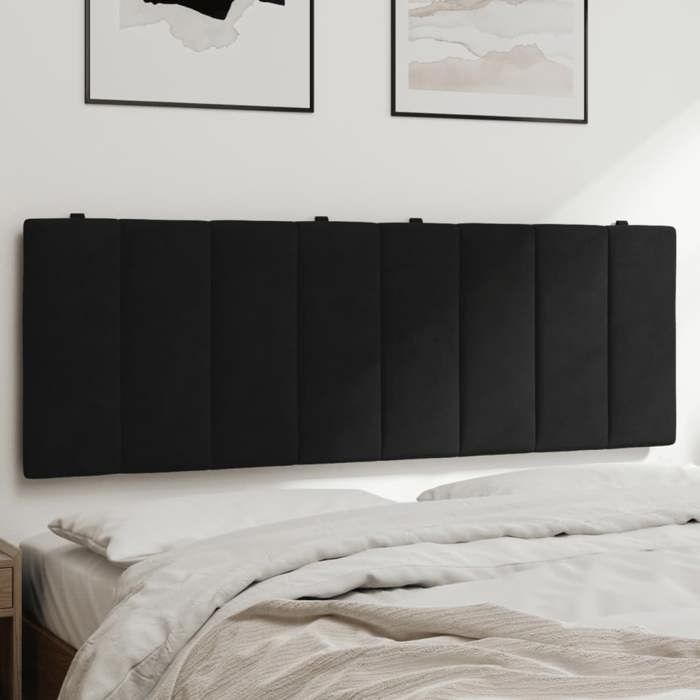 Coussin de tête de lit - vidaXL - Hanko - Velours noir - 140 cm - Fermeture éclair