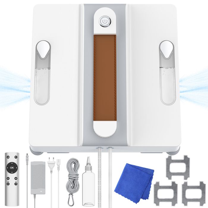 Robot de Nettoyage vitres Jet deau à quatre trous 3 modes nettoyage aspiration 3200PA 50ml*2 Réservoir télécommande - Uverbon