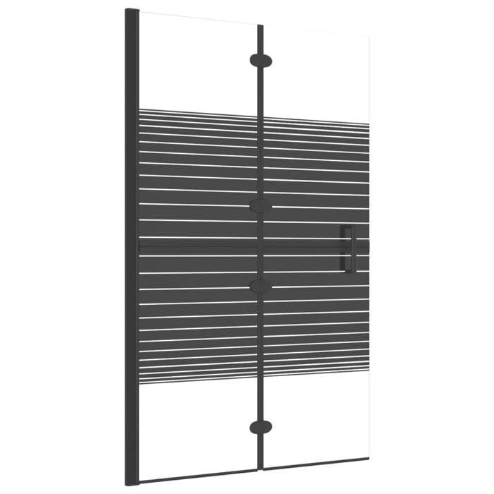 Cabine de douche pliable - JILL - 80x140 cm - Transparent et noir - Verre de sécurité ESG - Épaisseur 4 mm