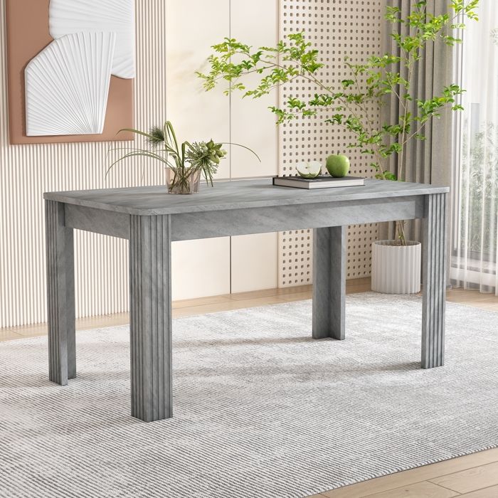 Table à Manger Rectangulaire Moderne Table de Salle à Manger avec Quatre Pieds Table de Cuisine Robuste pour Salon Bureau Gris