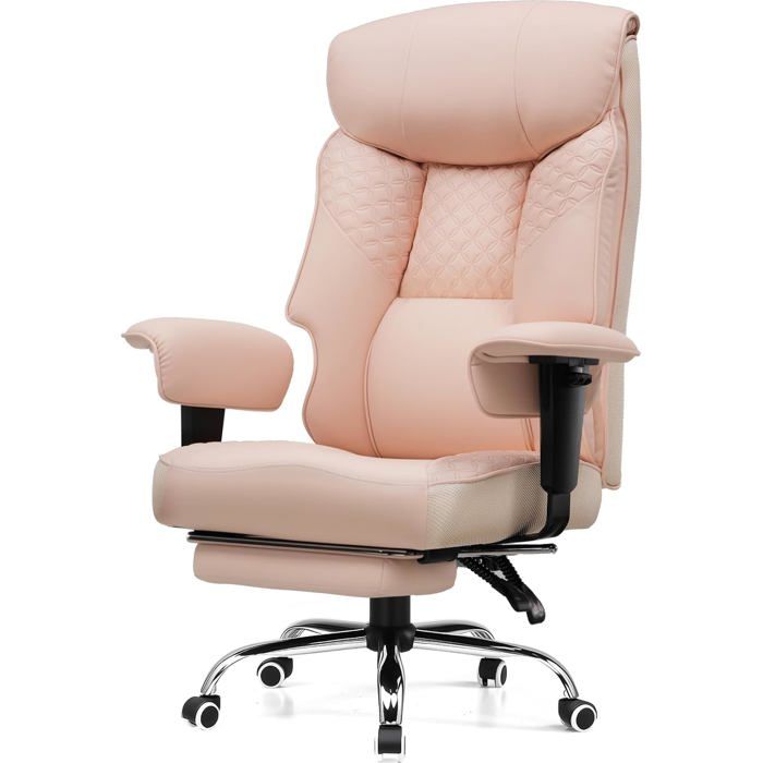 Chaise Gaming Grandes Tailles 180kg Bureau Ergonomique Siège 3D Réglable avec Repose Pieds Cuir PU Confort