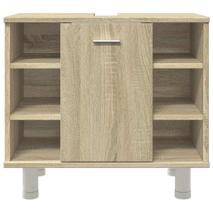 Soldes Printemps Armoire de salle de bain - SOLOMOON - Meuble wc - Chêne sonoma 60x32x53 5 cm Aggloméré SSS2063