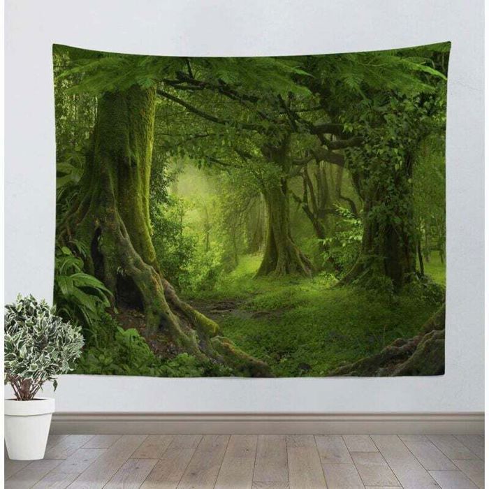 Tapisserie murale - PZCC - Arbre Forêt - 150x130 cm - Polyester doux - Couleurs vives