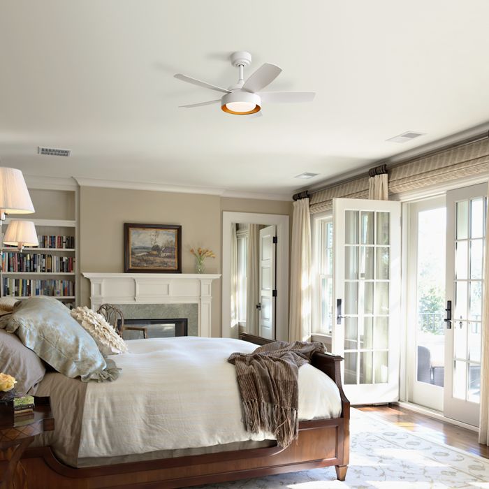 Feuille épaissie Ventilateur de plafond de 42 pouces avec lumière LED 22w et télécommande 6 vitesses de vent réversible moteur à c - L Montagne