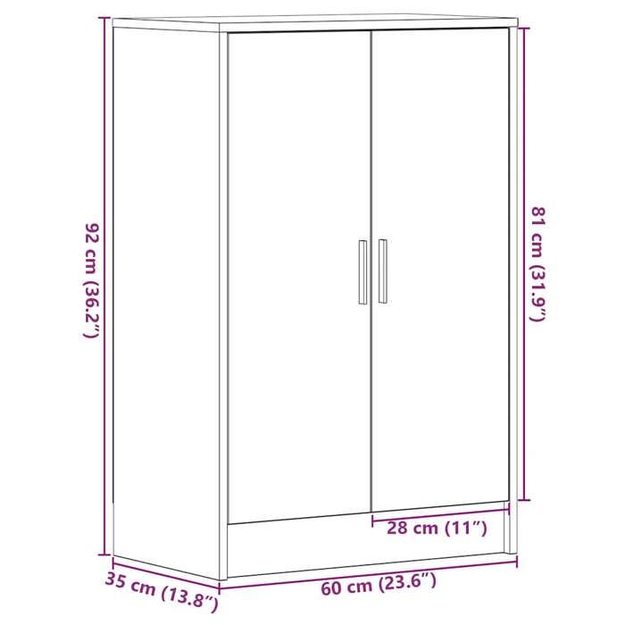 Remise 2026®Meuble Entrée Noir - Armoire à chaussures - Bonne ventilation - chêne Noir - 60x35x92cm - Bois dingénierie 794 40188