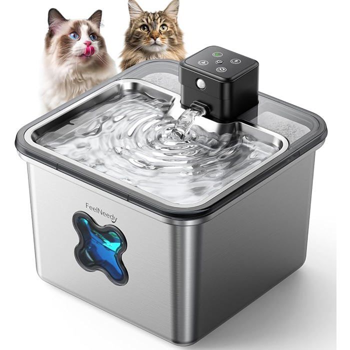 Fontaine a Eau Chat sans Fil 3.2L Fontaine à Eau pour Chat INOX avec Detecteur de Mouvement 1 Fontaine à Eau Chat Inox ABREUVOIR
