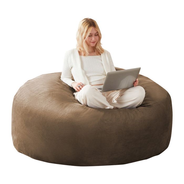 Pouf Géant Bean Bag Fauteuil 6FT Velours Confort Housse Amovible Salon Chambre Gaming-Kaki
