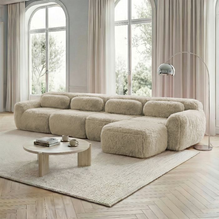 Canapé Compressé dangle convertible -Canapé lit en forme de L 4 places - design modulaire sans cadre -Khakipour salonchambre