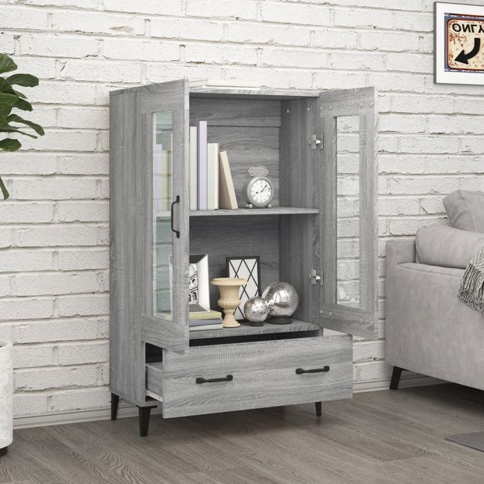 Armoire Vaisselier Durable - Gris - Buffet de cuisine - avec Rangement - Sonoma gris - 70x31x115cm - Bois dingénierie LH3487175