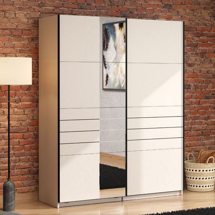 Garde-robe Grande Vialone Dmora Bois Écologique Blanc Crème 1455x2175h cm Garde-robe Grande Vialone Dmora Bois Écologique Blanc Crème 1455x2175h cm