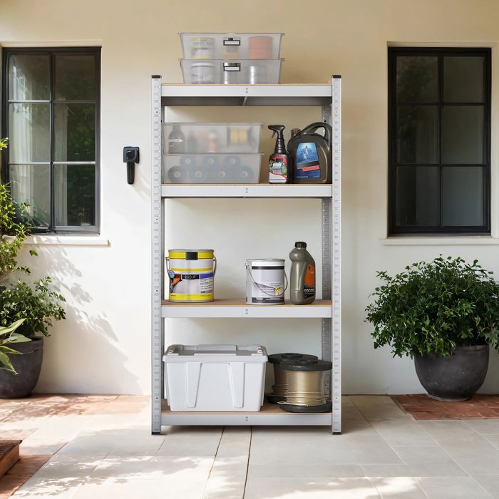 Meuble Étagère 4 niveaux étagères ajustables argent