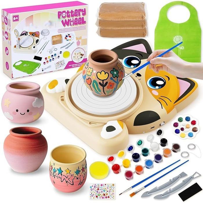 Tour de potier pour Enfants - Mini kit de poterie pour débutants avec