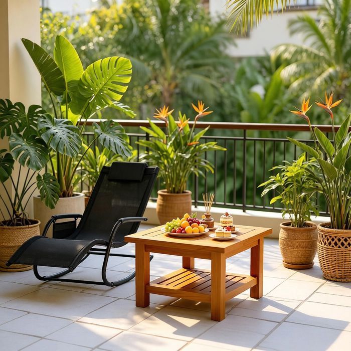 Fauteuil à bascule extérieur - SOGEU - Transat assise courbée - Siège ergonomique - Poche latérale - Structure métal