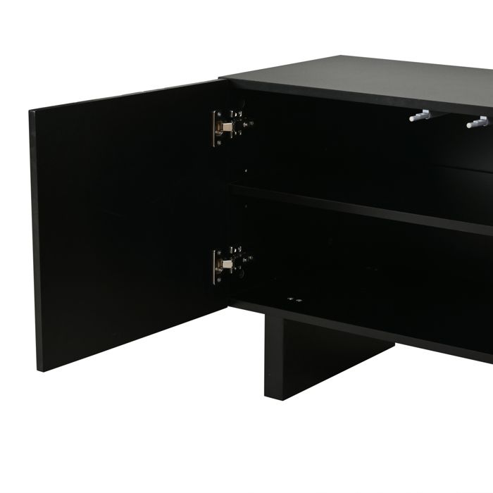 Modenuit Meuble TV 180 x 40 x 55 cm noir mat 4 portes pour TV jusquà 75 pouces