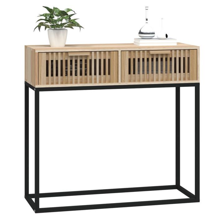 Les SoldesTable console1 pcTable dAppoint pour Couloir 80x30x75 cm Bois dingénierie et fer bgu59w