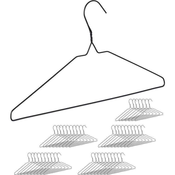 Cintres Lot de 48 pour Blouses t-Shirts Pantalons avec Traverse Peu encombrants en métal Fin Noirs