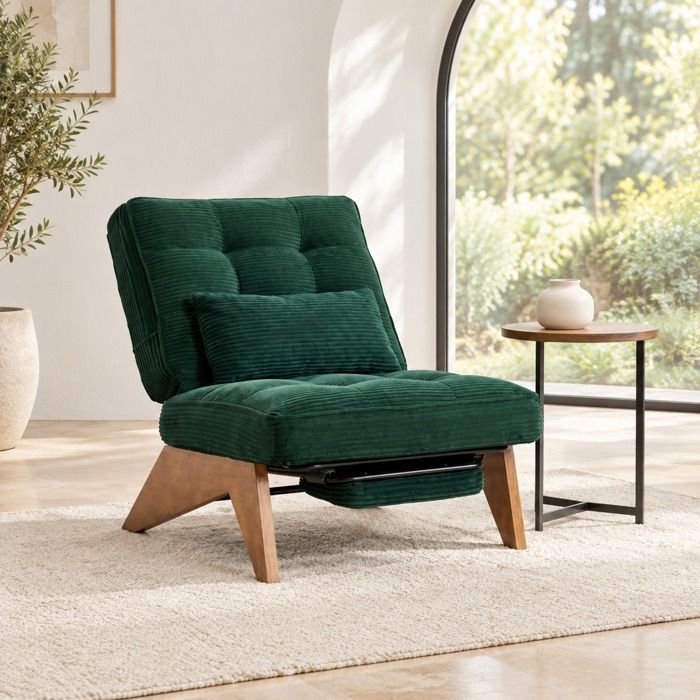PENQUR Fauteuil de relaxation 1 place réglable avec repose-pieds 127 x 73 x 90 cm vert émeraude