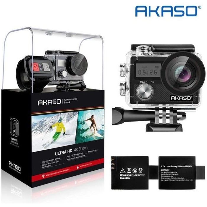 AKASO Caméra Sport Etanche Brave 4 4k WiFi 20MP Action Cam, Caméscope Ultra  HD Écran LCD Grand Angle 170° EIS 30M sous-Marine 2.4GO - Cdiscount  Appareil Photo