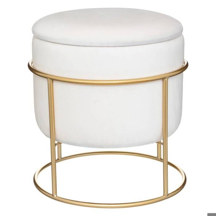 Pouf coffre Eliane velours blanc ivoire - Atmosphera Créateur dintérieur