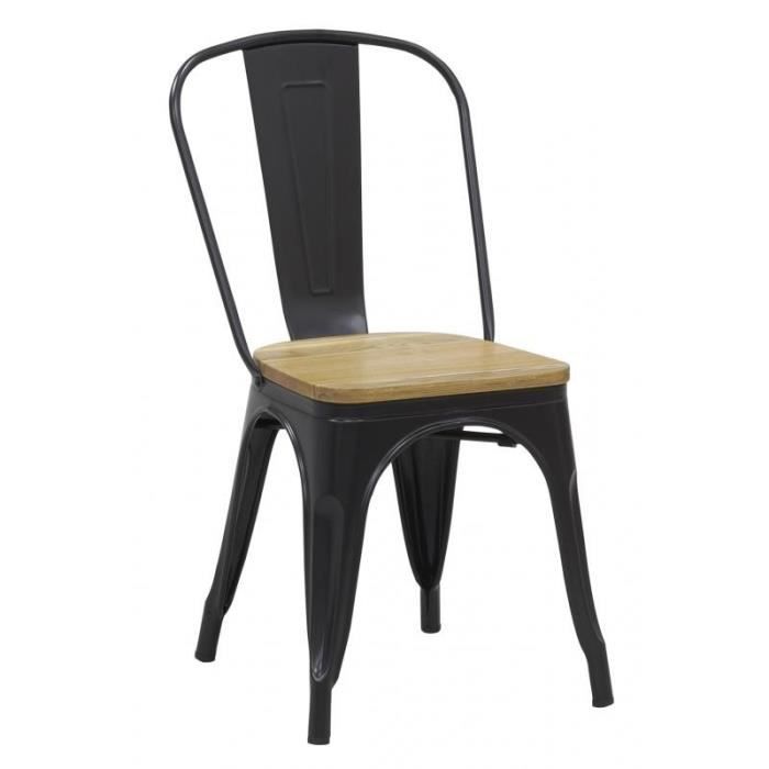 Chaise industrielle - AUBRY GASPARD - Métal noir et bois dorme - 1 place - Salle à manger - Intérieur Chaise industrielle - AUBRY GASPARD - Métal noir et bois dorme - 1 place - Salle à manger - Intérieur