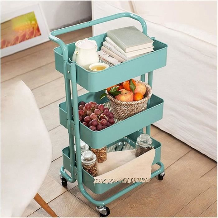 Chariot De Rangement Mobile 3/4 Niveaux - Étagère Roulante Avec Roues Et Crochets | Idéal Cuisine, Bureau