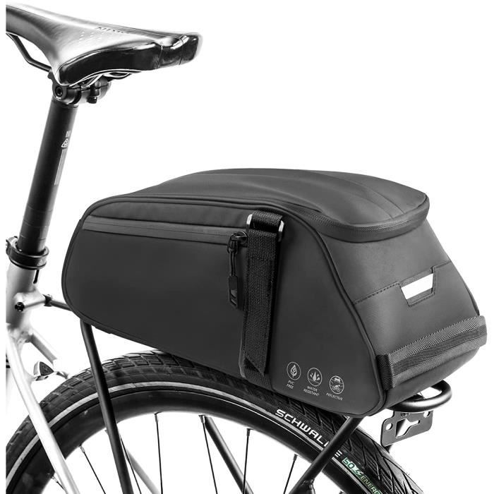 Sacoche De Cadre De Vélo, Support Arrière, Poignée De Transport, Noir Polyester 15x12x9.5 Cm
