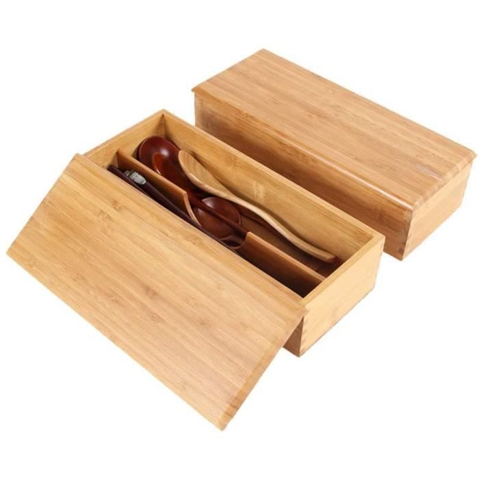 boîte à couverts insert à couverts extensible en bambou - boîte de  rangement à couverts avec couvercle, boîte à tiroirs en ba[A263]