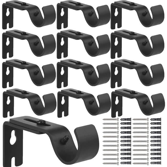 Lodokdre Lot de 10 supports de tringle à rideau auto-adhésifs sans perçage - Sans perçage - Réglables - 1