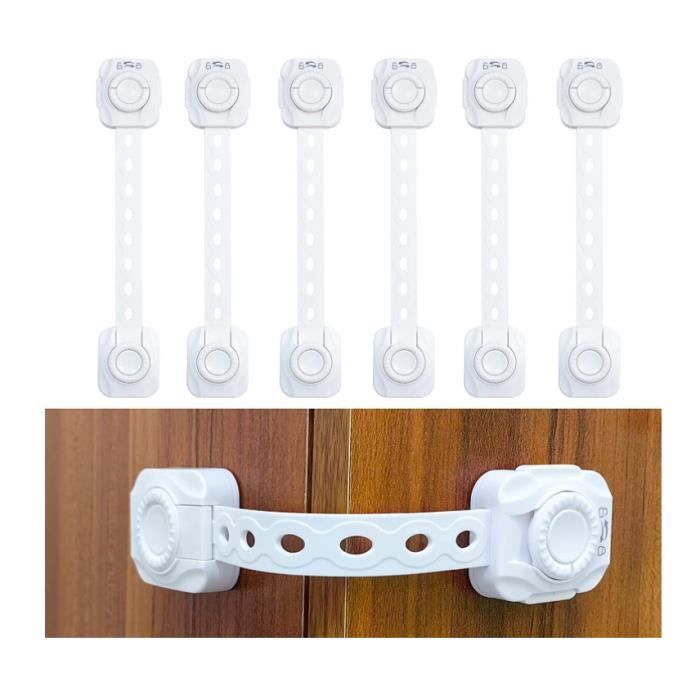 Verrous de sécurité pour bébé - Lot de 6 - Blanc - Pour Réfrigérateurs Commodes Portes et Fenêtres