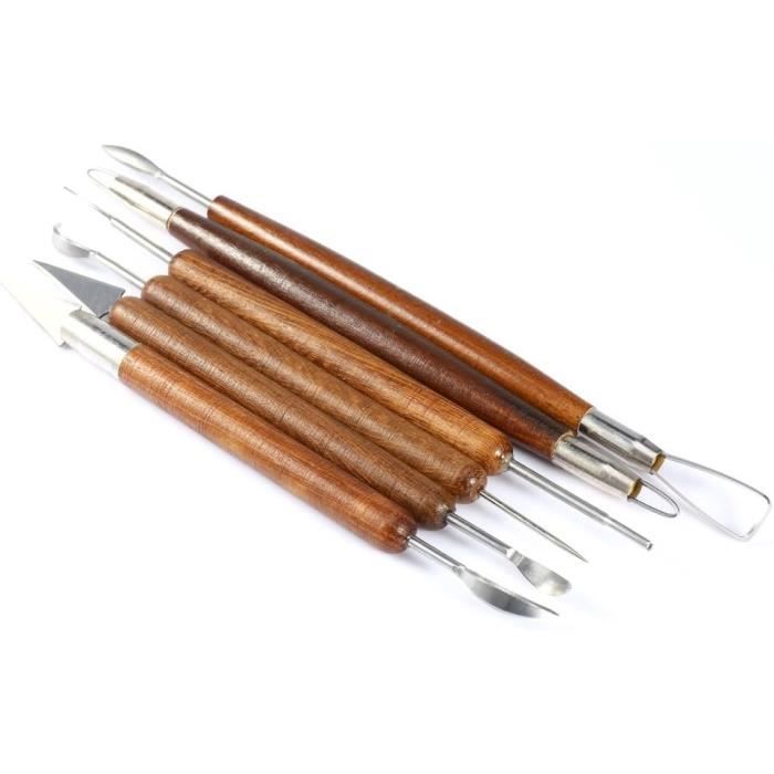 TOVOT Lot De 10 Outils De Sculpture Double Face Acier Inoxydable - Modelage Argile, Cire, Pâte Fimo