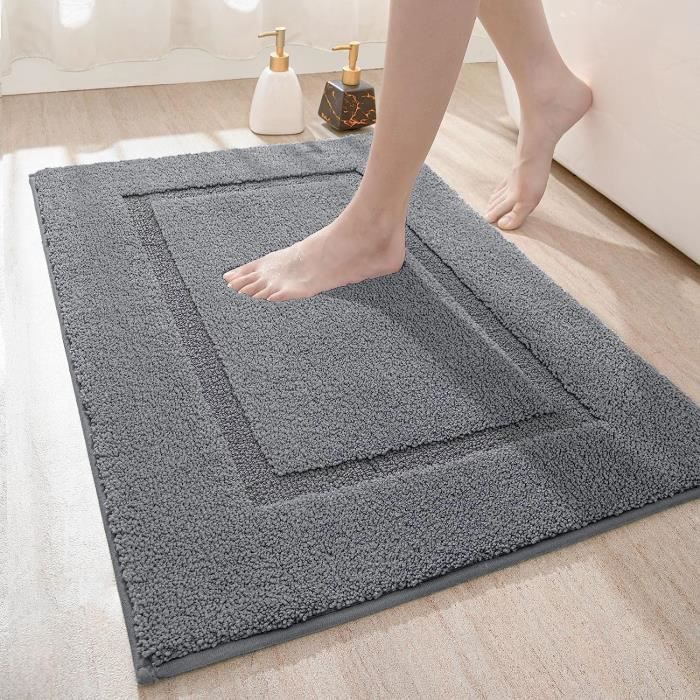 Tapis De Bain DEXI 44x76cm - Ultra Absorbant - Antidérapant - Lavable Machine - Noir