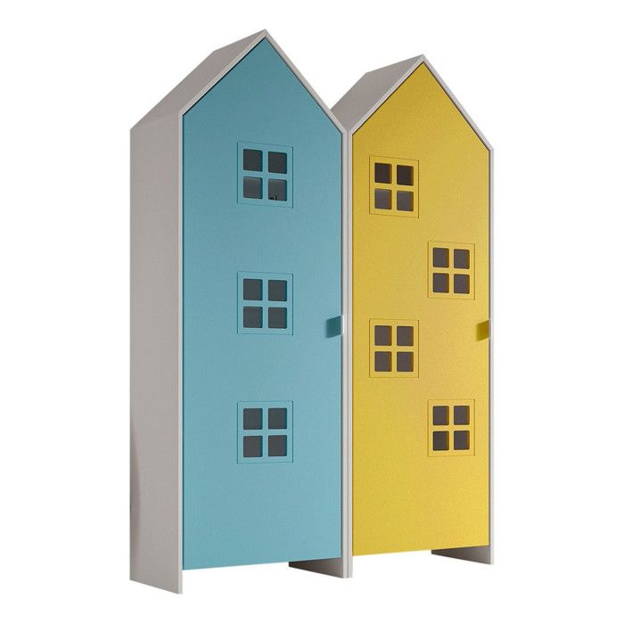 Pack - 2 Armoires Enfant Casami Bruges 171cm Bleu & Jaune