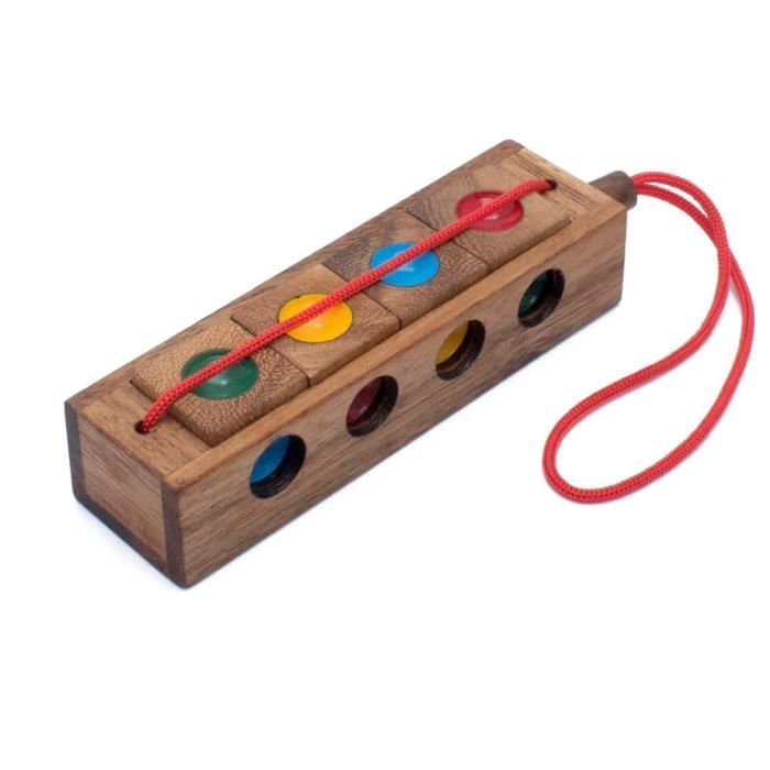 Casse-tête en bois - Tdah IQ - Puzzle 3D - Multicolore - 4 blocs - Pour enfants et adultes