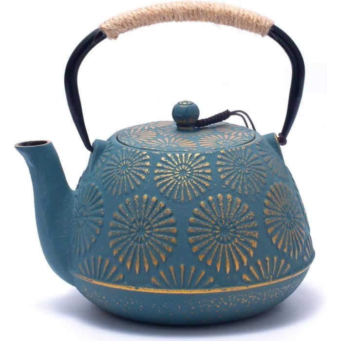 Théière en FONTE ZEN bleue plate 0,8 litre avec infuseur.| Comptoirs de Magellan