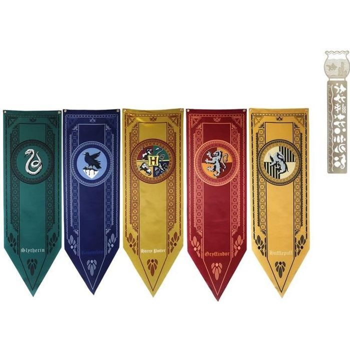 TPOTTER 5pcs Anniversaire bannières et Drapeaux pour décorations de fête Harry Cadeaux potier Potter Fournitures Flag Banner décor 150X45CM 