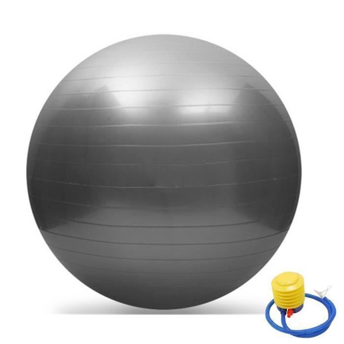 Ballon d'exercice de 65cm pour yoga et fitness anti-éclatement avec pompe -  Gris