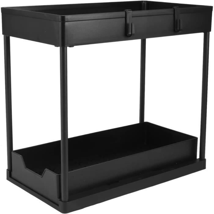 Rangement Sous évier à 2 Niveaux,Organiseur De Cuisine, Étagère Sous Évier, Porte-épices,Panier De Rangement Coulissant En Métal,pour Cuisine, Salle De Bain,Chambre-40*26*43 Cm-blanc (2 Pièce