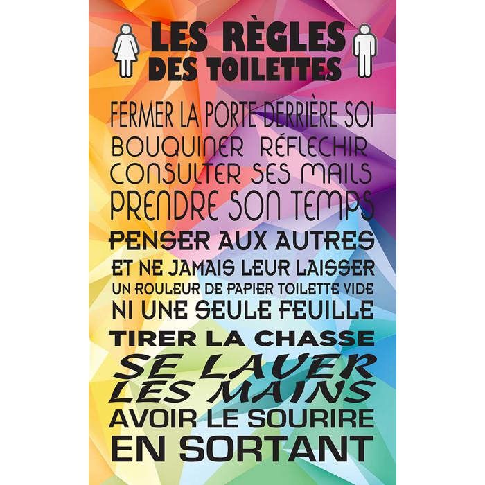 Tableau Déco "Les Règles De La Maison" - 50x80 Cm - Fabrication Française - Toile Imprimée Sur Châssis Bois - 11
