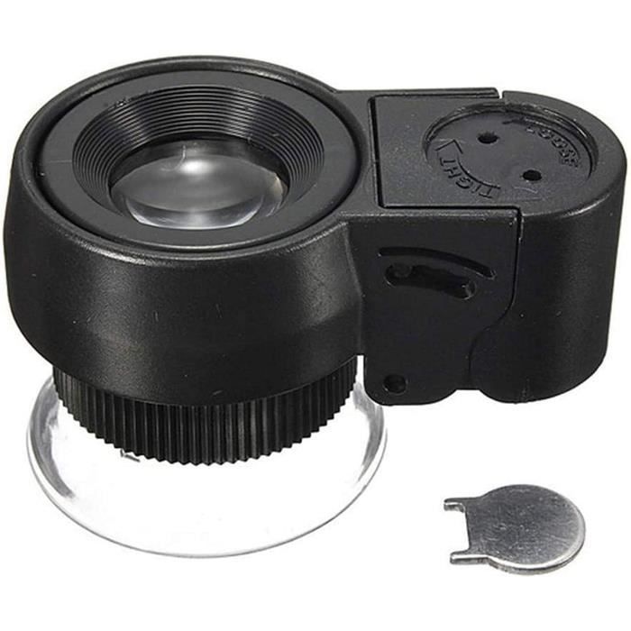 Loupe De Lecture Portable X45 Avec Lumière LED - Verre Optique - Monture ABS Noir Et Blanc - Neuf Avec étiquettes