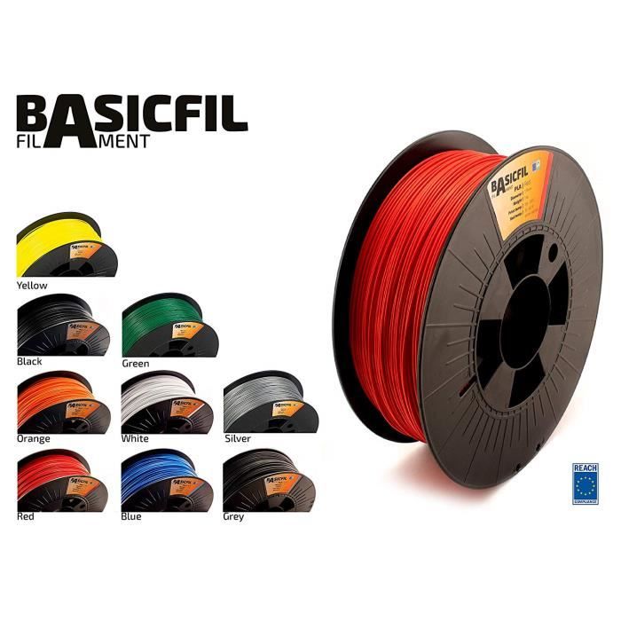 BASICFIL PLA 1.75mm, 1 kg filament pour imprimate 3D, Rouge - 175PLA1000RED