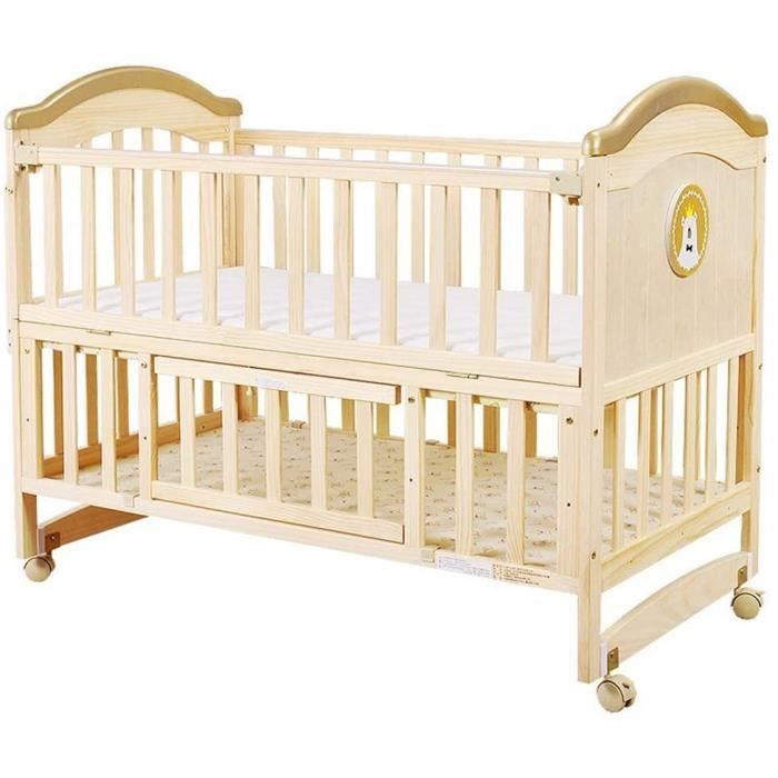 Lit Bebe Huatingrhye Lit Bebe Berceau Bois Massif Sans Peinture Lit Berceau Multifonctions Lit A Hauteur2 Cdiscount Puericulture Eveil Bebe