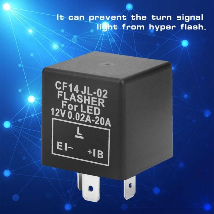 Relais de clignotant, CF14 JL-02 Relais de clignotant à LED à 3 broches pour clignotant Hyper Flash Fix Pièces de relais 12V