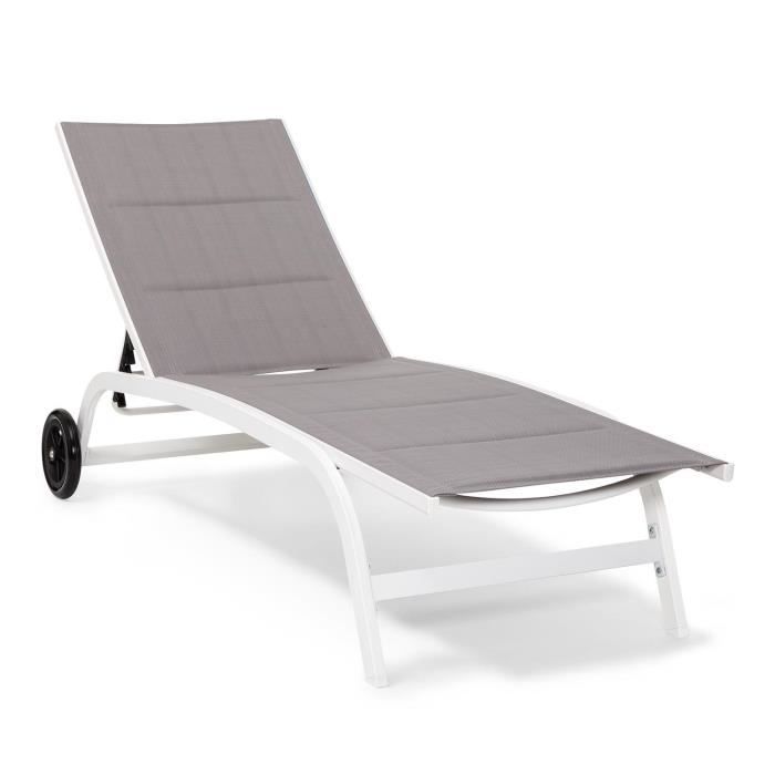 chaise longue - blumfeldt limala - acier-aluminium - transat - max. 150 kg - bain de soleil - résistant aux intempéries - blanc