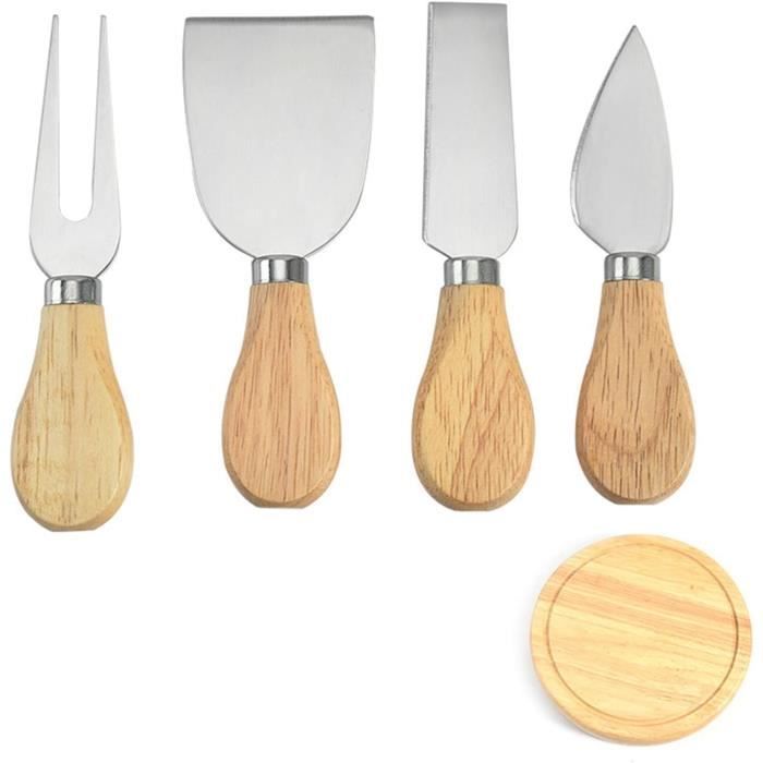 Lot De 5 Couteaux à Fromage Inox Et Manche Bambou – Fabrication Française – Occasion