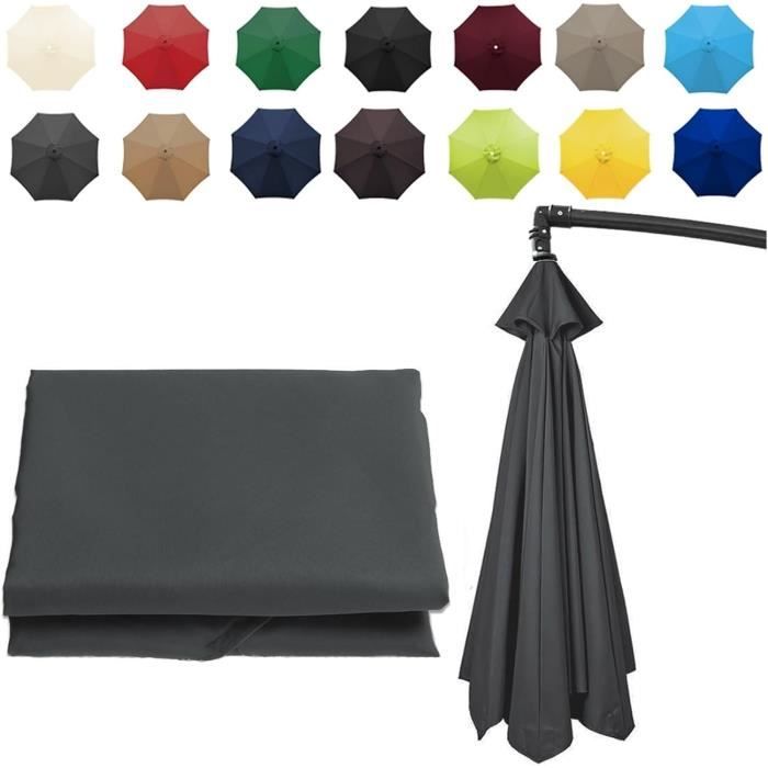 Housse De Rechange Pour Parasol 3m - Auvent Blanc Pour Parasol De Terrasse 6 Baleines, Résistant UV Et Respirant