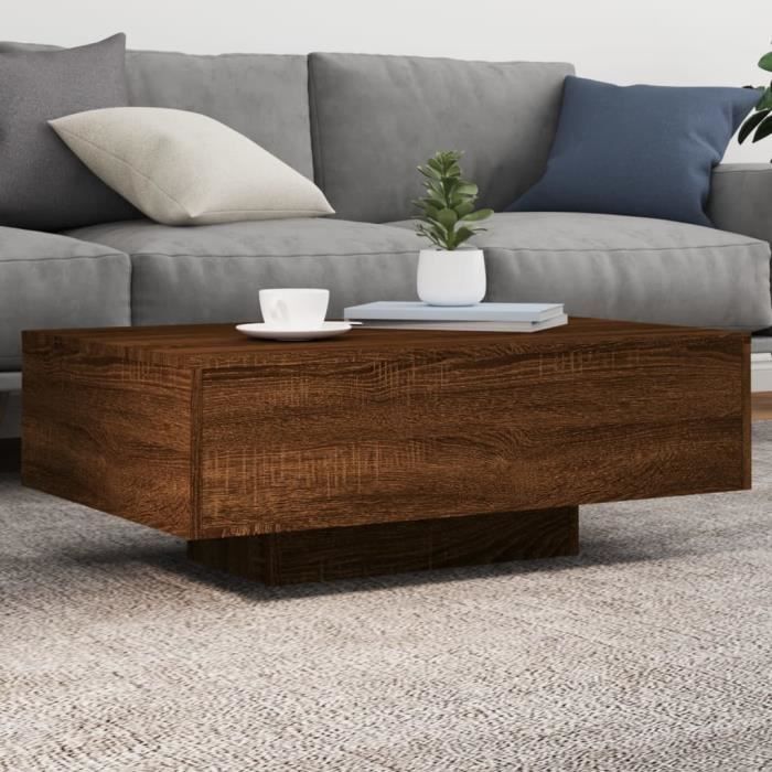 Table Basse Avec LED - Blanc - Dimensions 85x55x31 Cm - Neuve Sous Emballage
